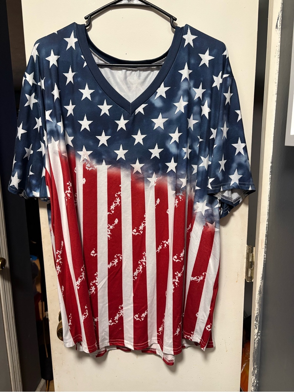 V-Neck Stars & Stripes Tee - Red, White & Blue